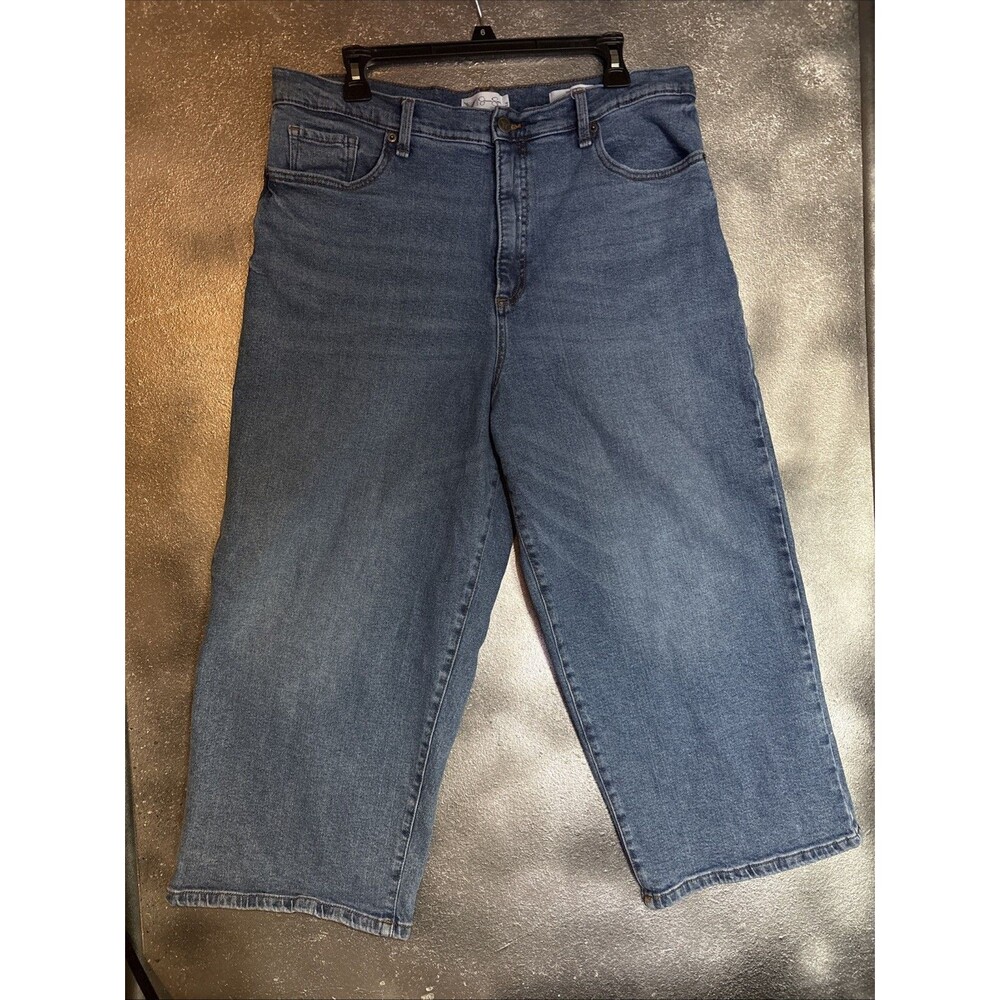Jessica Simpson Jeans Womens 16 Blue Medium Wash Primrose Wide Leg Crop Denim